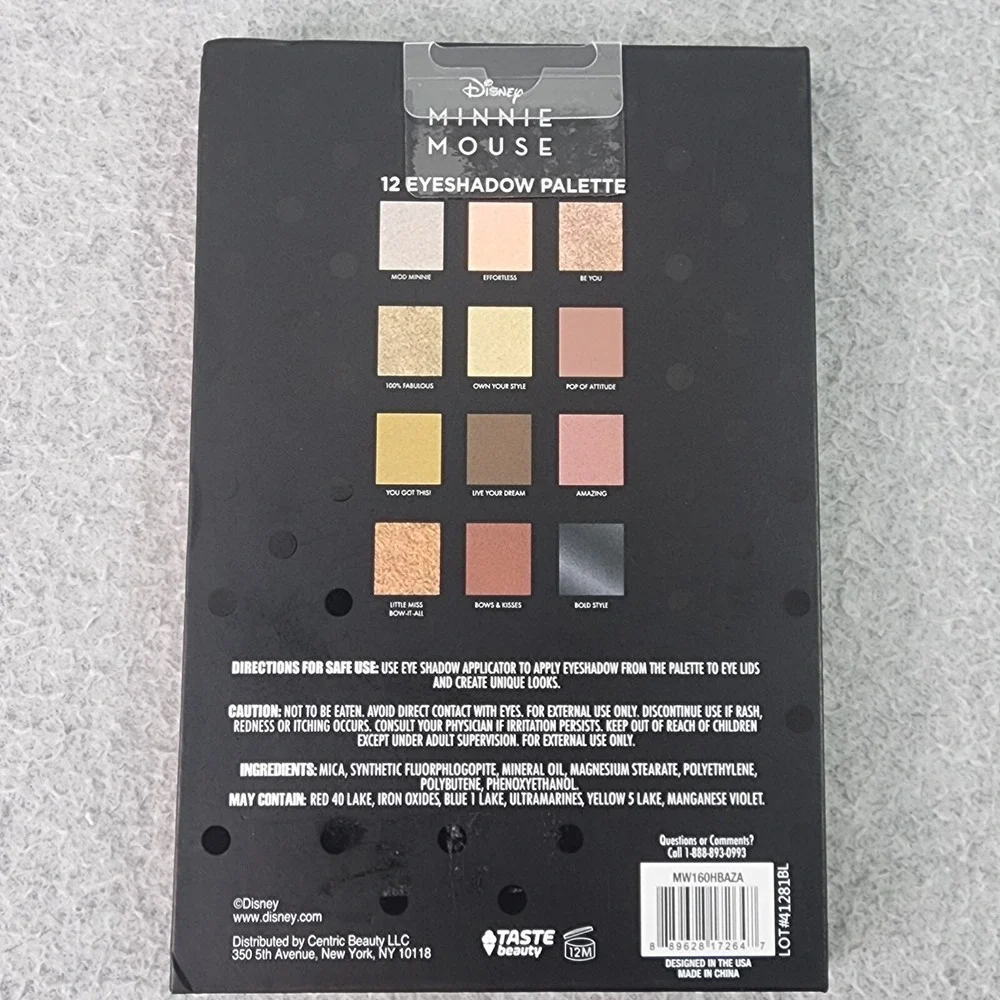 Disney‎ Minnie Mouse 12 Color Eyeshadow Palette With Decorative Mirror